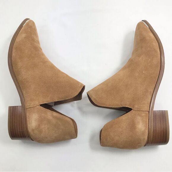 Marc Fisher YILDA Camel Brown Suede Leather Side Cutout Slip On Bootie - Picture 6 of 16